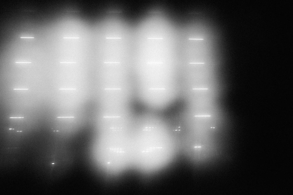 A strange photograph of a cityscape at night